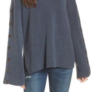 Madewell blue sweater with buttons down sleeves